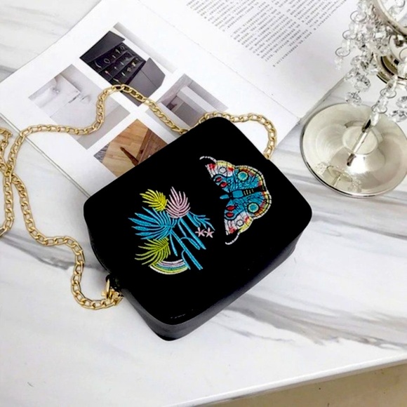 Handbags - Butterfly Black Crossbody Bag
